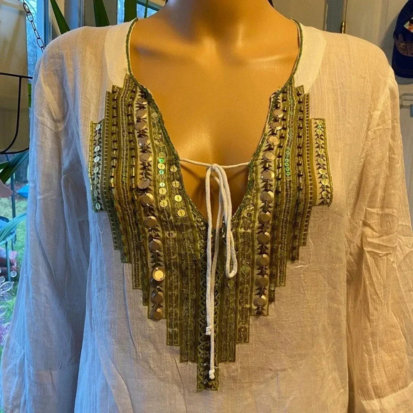 YB Yuka Beach  100% Cotton Cover up top Women size M - Picture 6 of 6